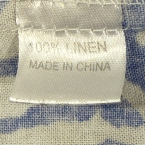 Elegant Blue and White Women's Linen Short Sleeve Dress - Picture 6 of 10